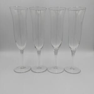 Fluted Champagne Glasses - Laurin Platinum by Gorham Crystal
